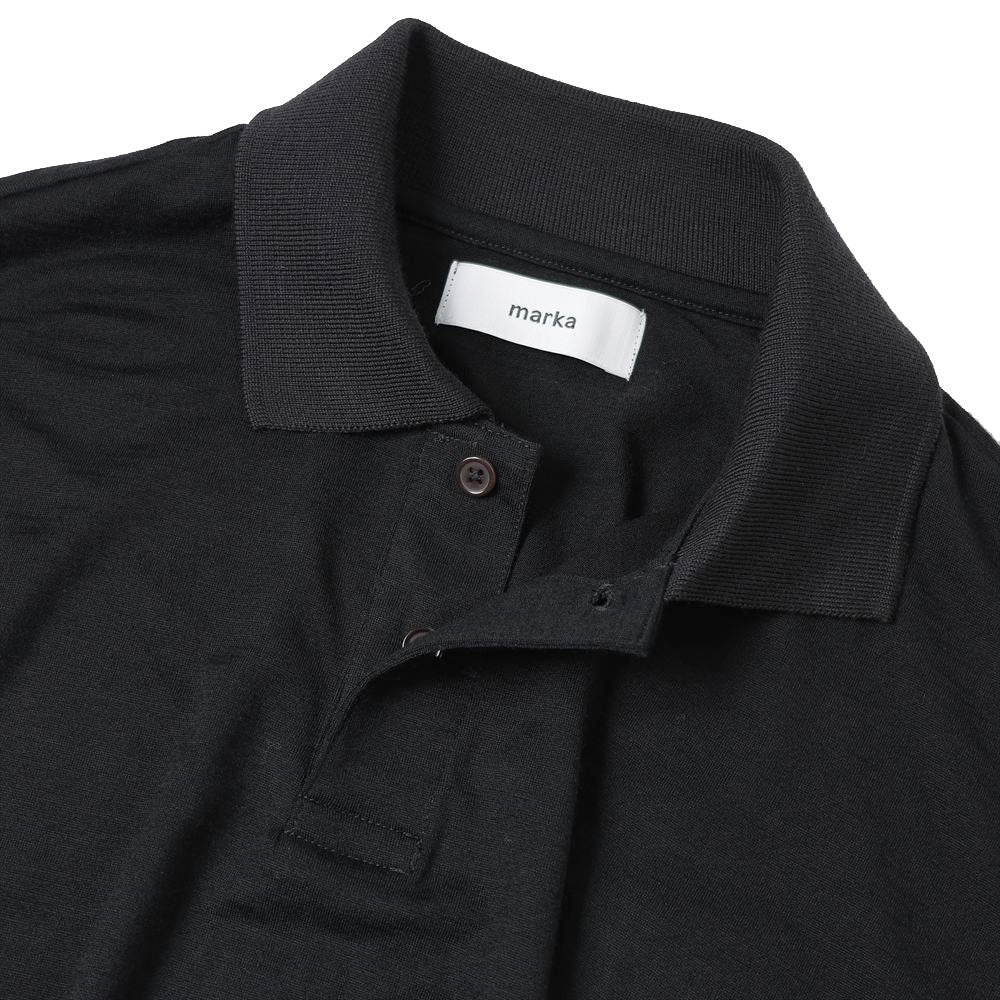 TWO BUTTON POLO L/S TEE WOOL SINGLE JERSEY WASHABLE