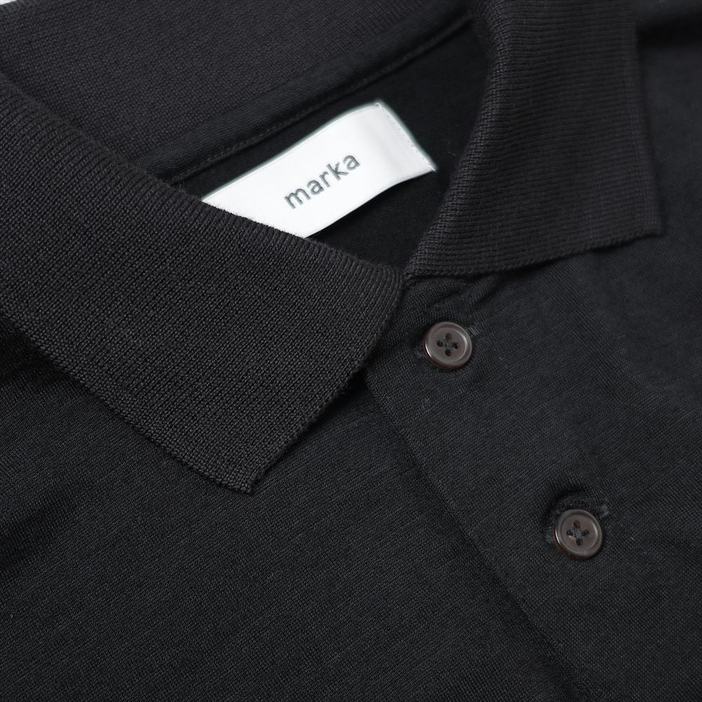TWO BUTTON POLO L/S TEE WOOL SINGLE JERSEY WASHABLE