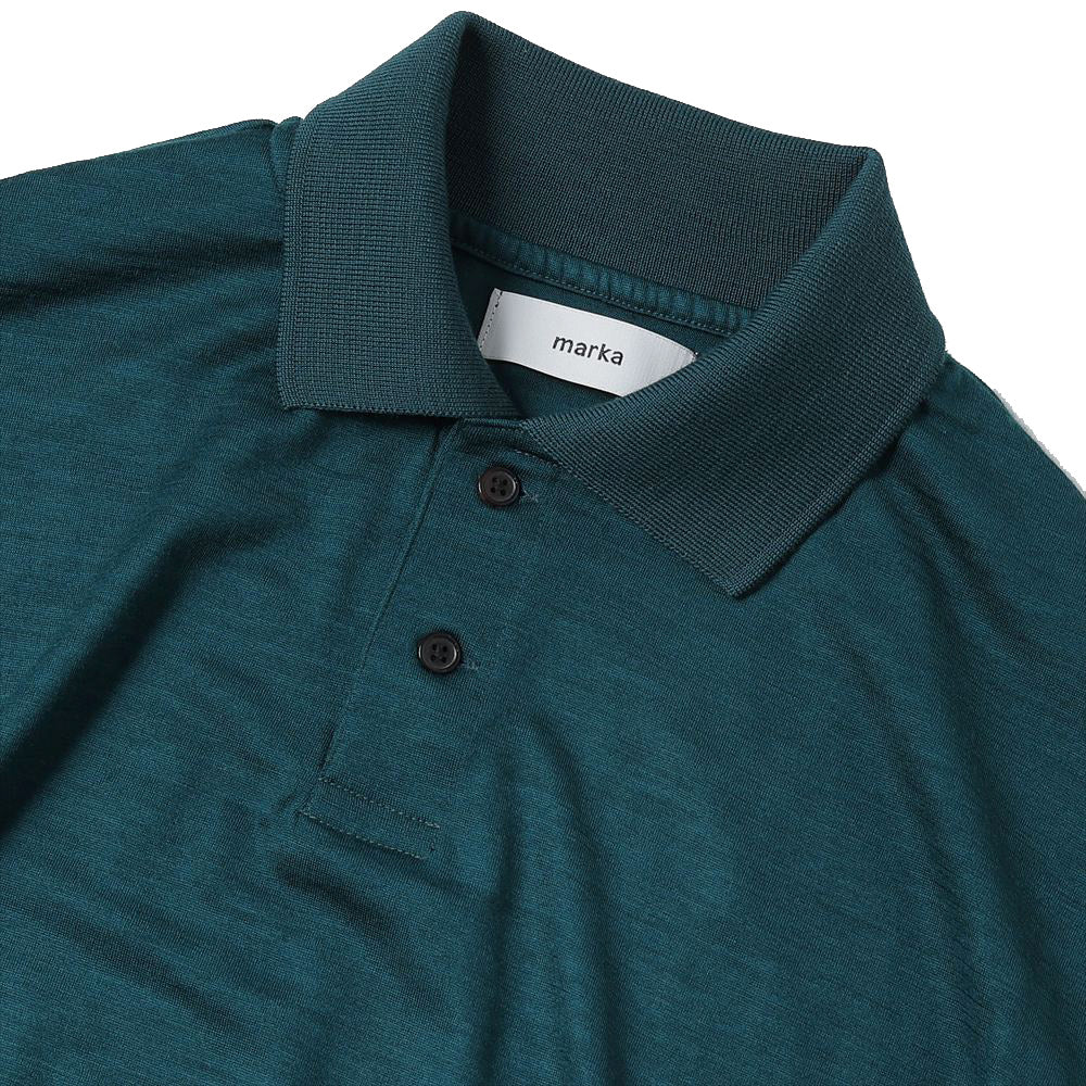 TWO BUTTON POLO L/S TEE WOOL SINGLE JERSEY WASHABLE