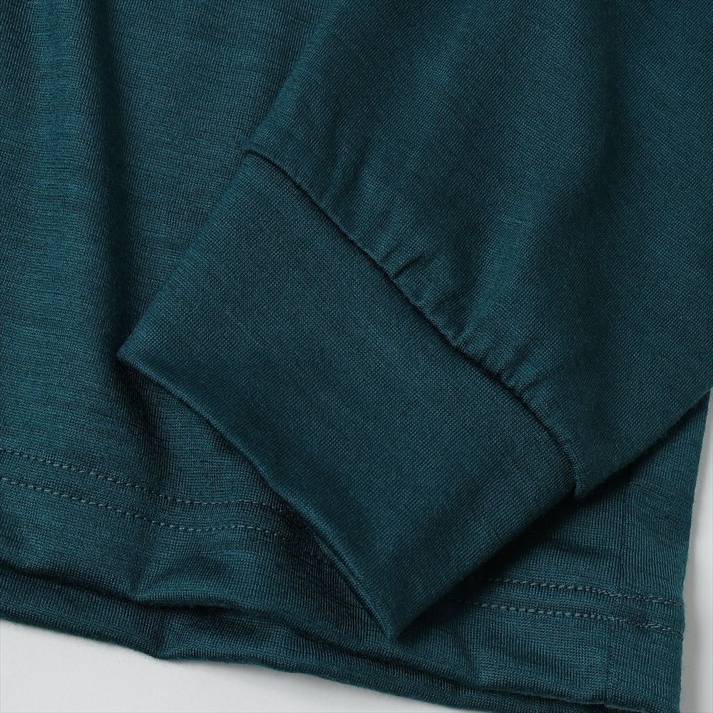 TWO BUTTON POLO L/S TEE WOOL SINGLE JERSEY WASHABLE