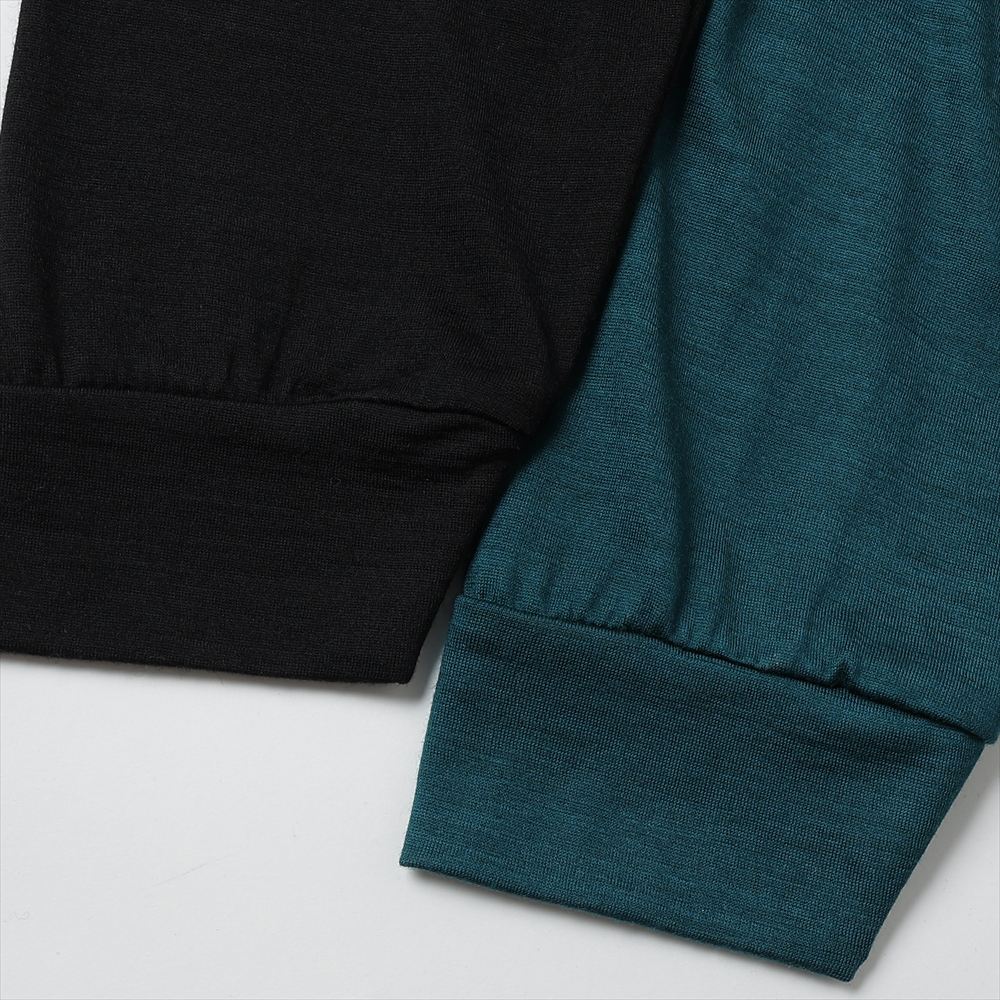 TWO BUTTON POLO L/S TEE WOOL SINGLE JERSEY WASHABLE