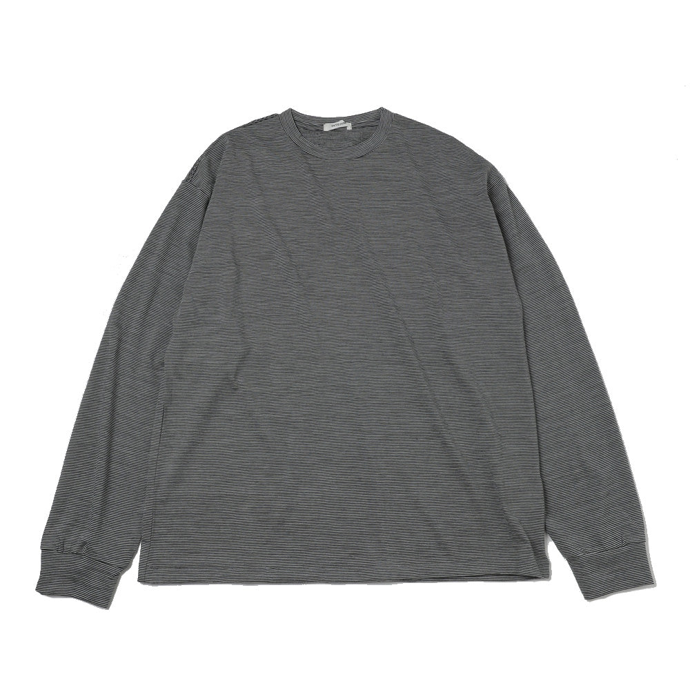 EXTRA FINE MERINO WOOL JERSEY NARROW BORDER L/S TEE