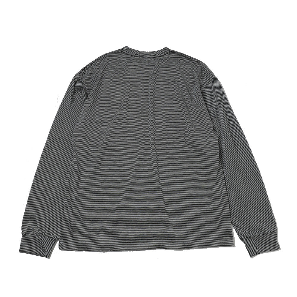 EXTRA FINE MERINO WOOL JERSEY NARROW BORDER L/S TEE