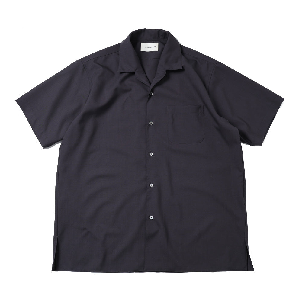 ITALIAN OPEN COLLAR S/S SHIRT ORGANIC WOOL 2/80 TROPICAL