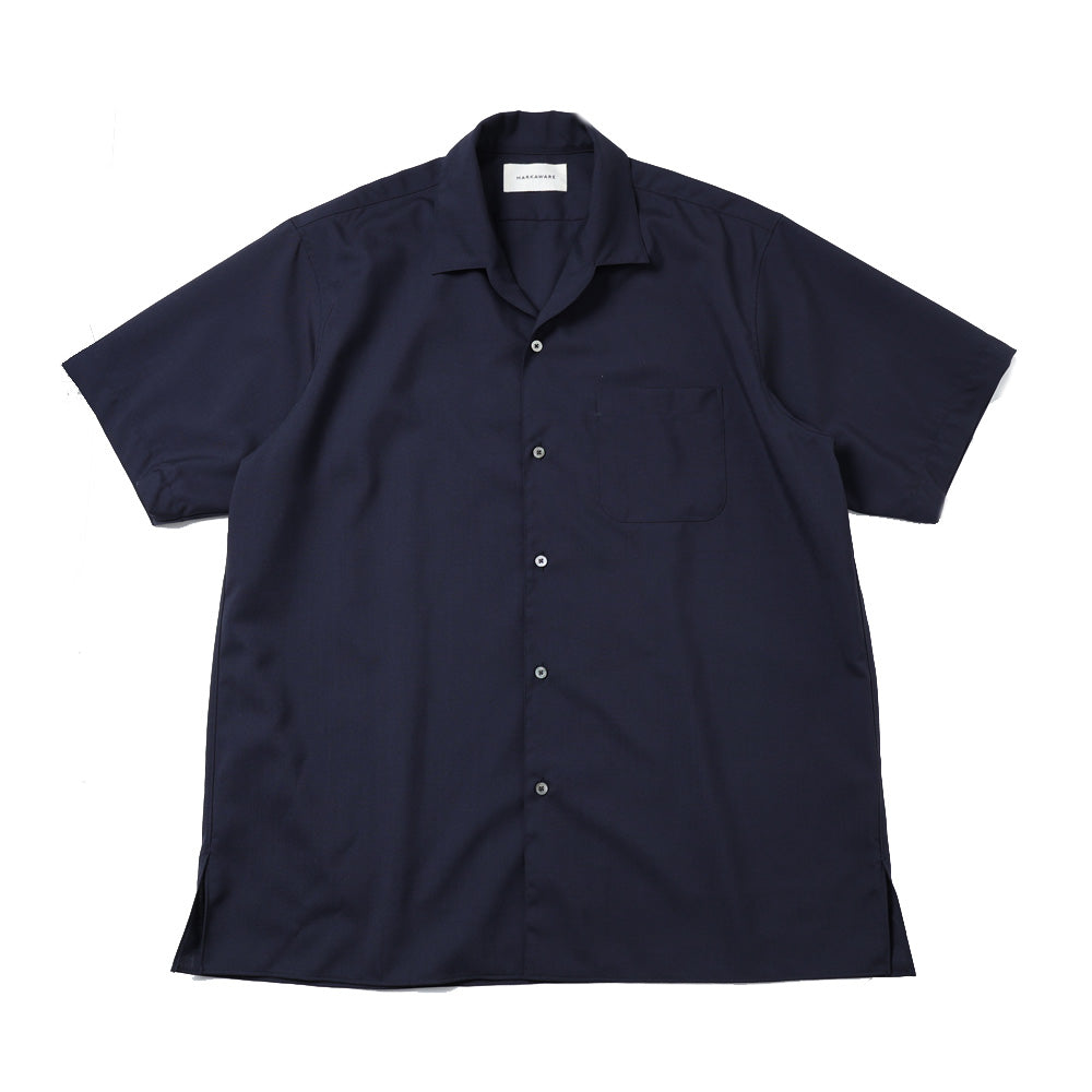 ITALIAN OPEN COLLAR S/S SHIRT ORGANIC WOOL 2/80 TROPICAL