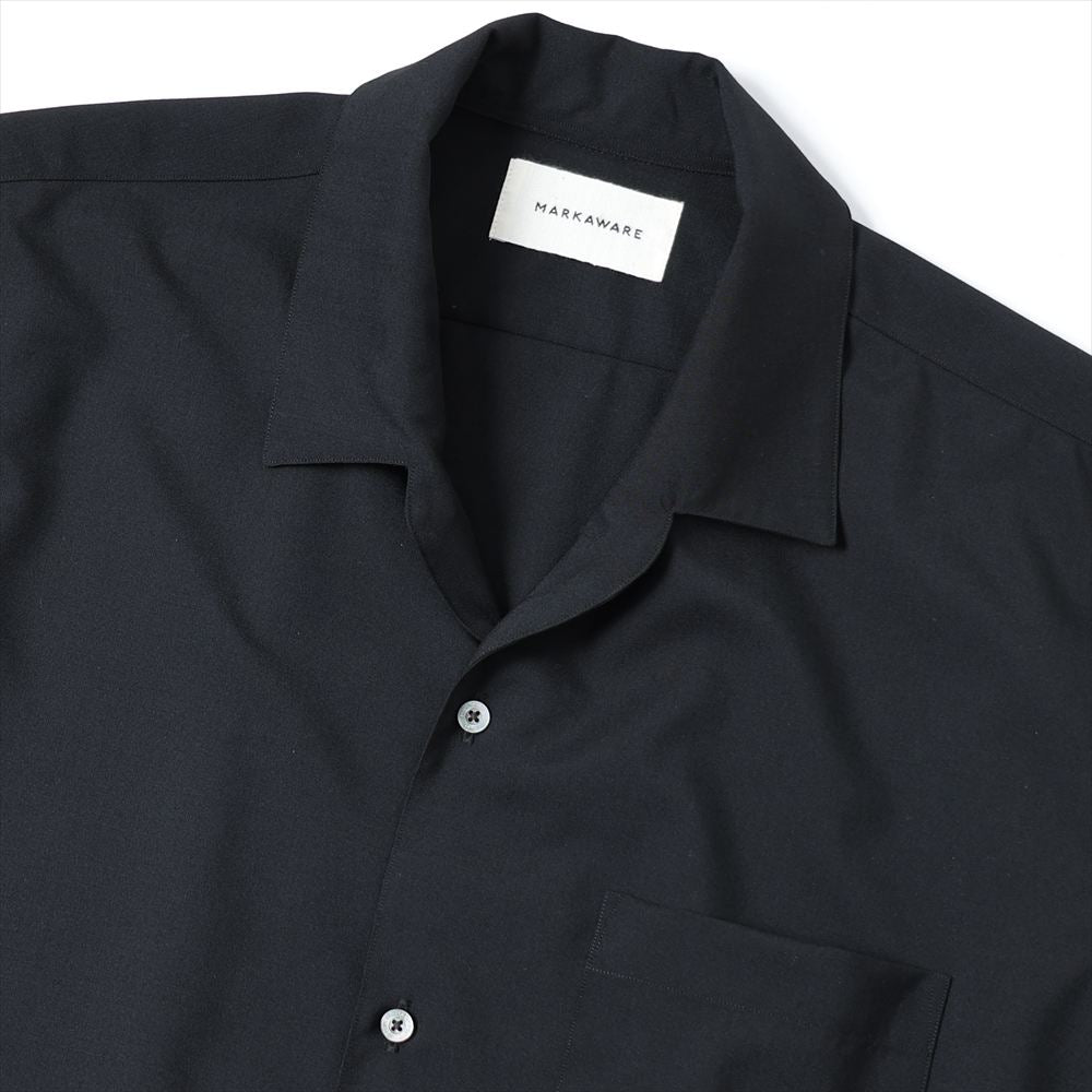 ITALIAN OPEN COLLAR S/S SHIRT ORGANIC WOOL 2/80 TROPICAL