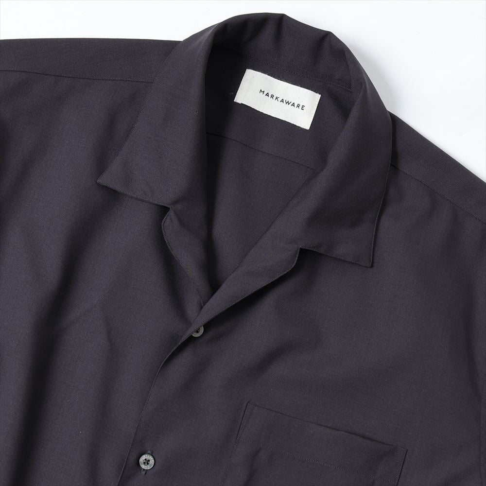 ITALIAN OPEN COLLAR S/S SHIRT ORGANIC WOOL 2/80 TROPICAL