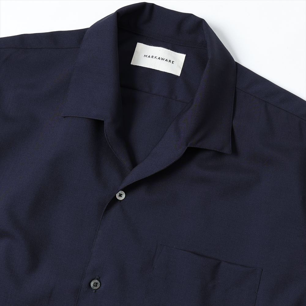 ITALIAN OPEN COLLAR S/S SHIRT ORGANIC WOOL 2/80 TROPICAL