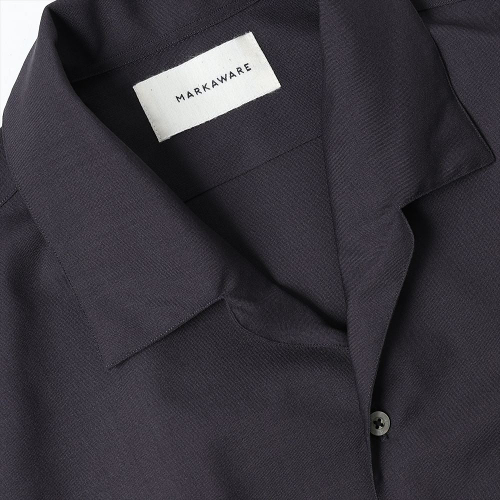 ITALIAN OPEN COLLAR S/S SHIRT ORGANIC WOOL 2/80 TROPICAL