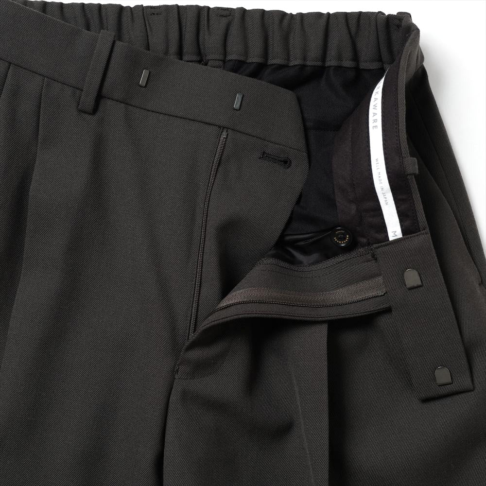 DOUBLE PLEATED SEMI EASY TROUSERS ORGANIC WOOL SURVIVAL CLOTH