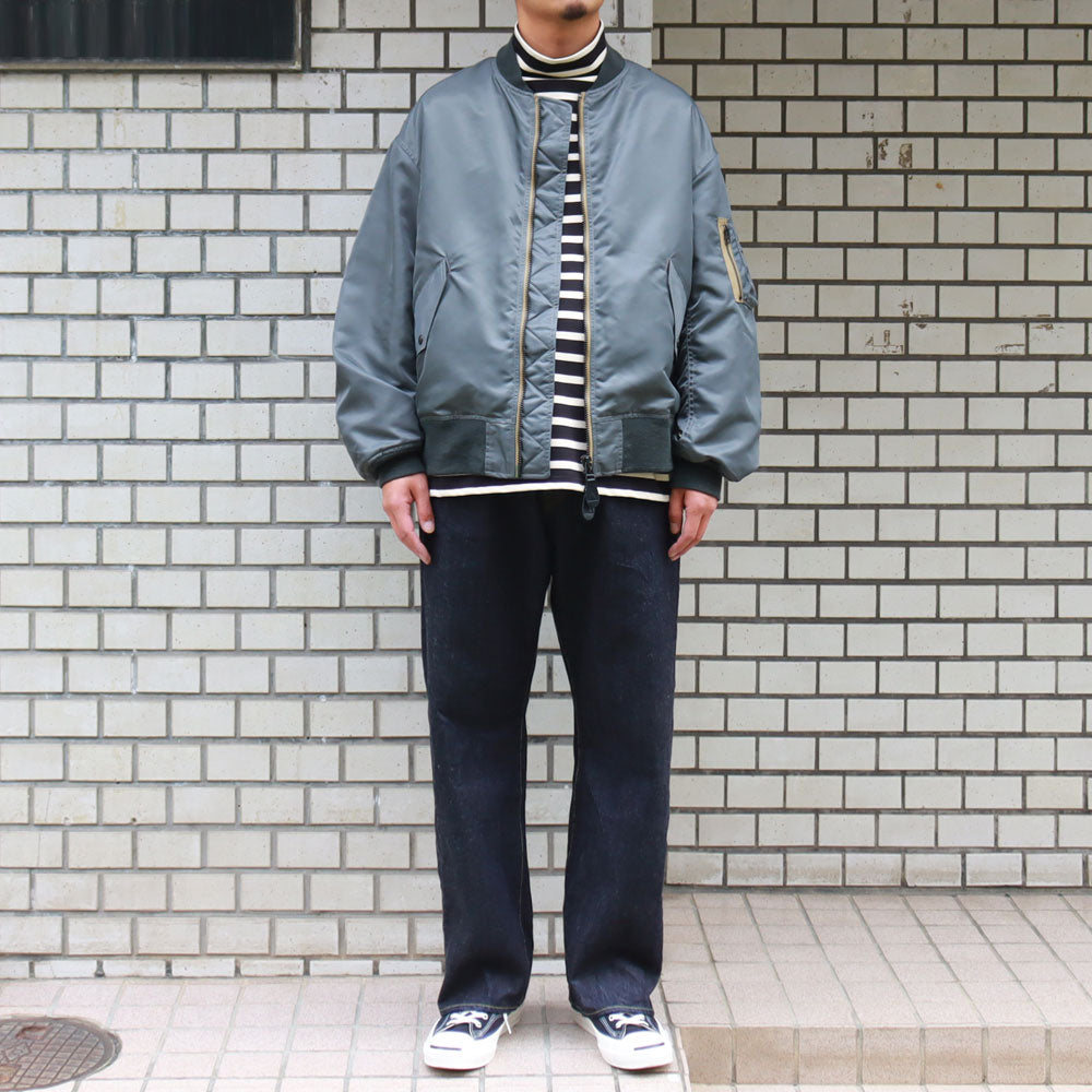 HYPER BIG SUVIN GIZA BASQUE HIGH NECK BORDER SHIRT