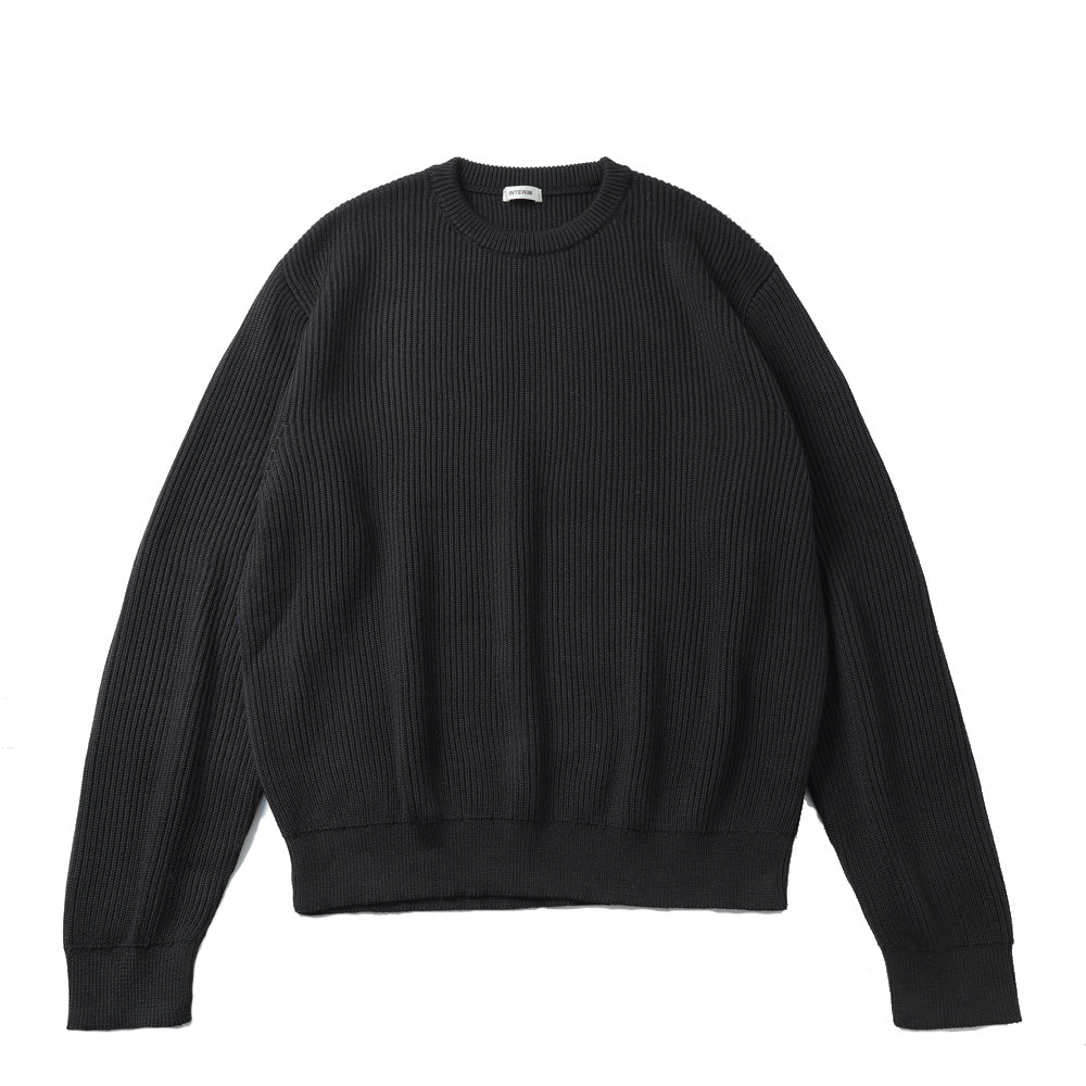 WOOL SILK CASHMERE DEADSTOCK YARN DOUBLE RIB CREW SWEATER