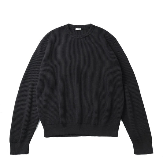  WOOL SILK CASHMERE DEADSTOCK YARN DOUBLE RIB CREW SWEATER  