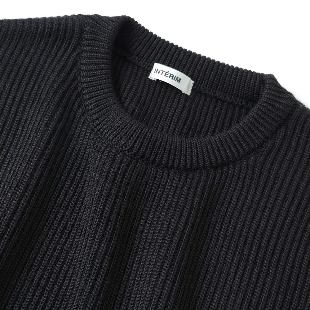 WOOL SILK CASHMERE DEADSTOCK YARN DOUBLE RIB CREW SWEATER