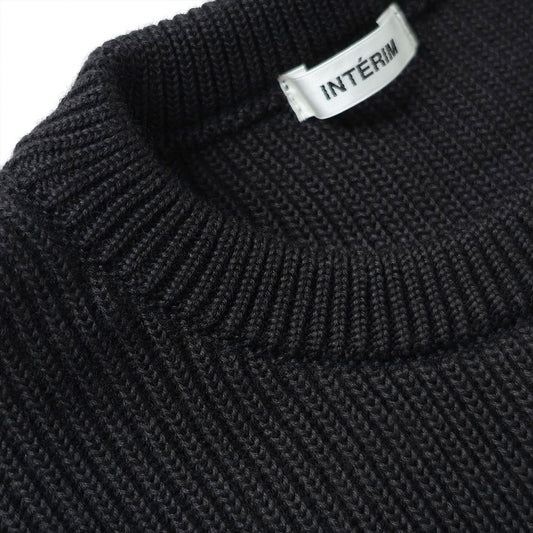  WOOL SILK CASHMERE DEADSTOCK YARN DOUBLE RIB CREW SWEATER  