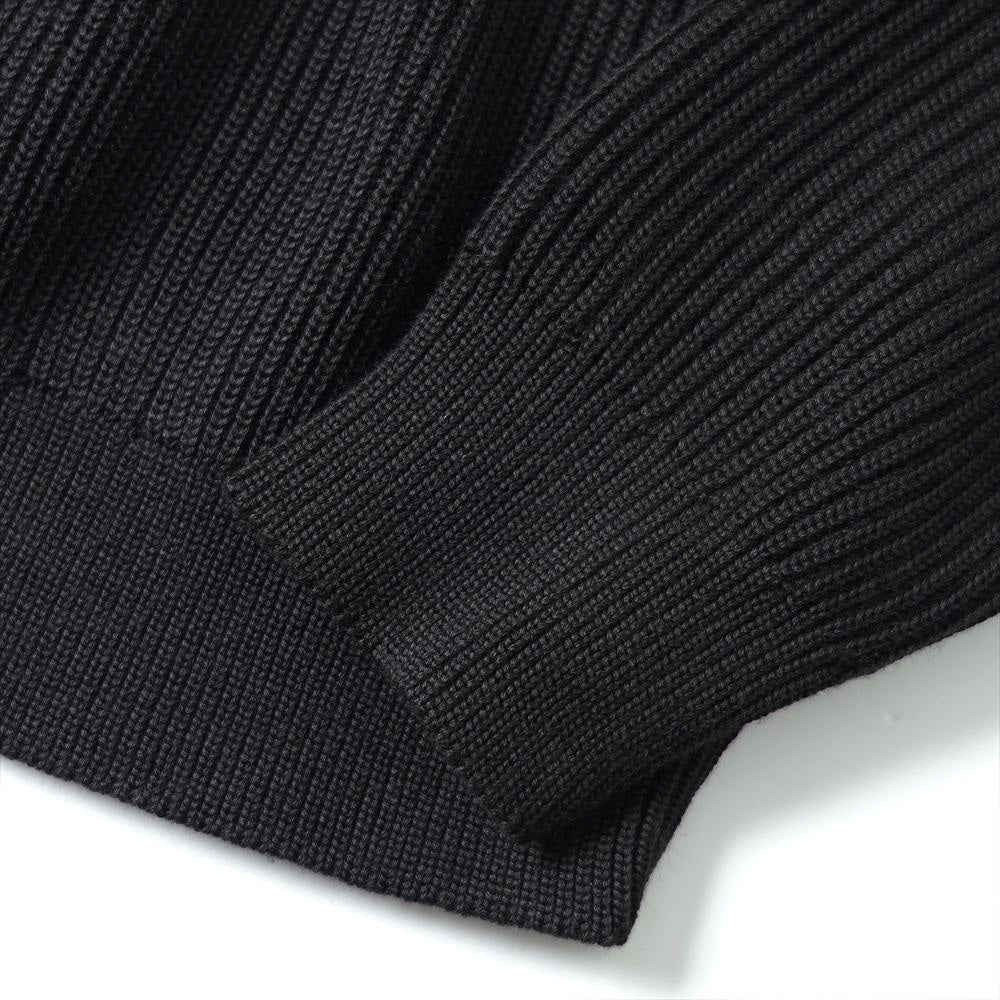 WOOL SILK CASHMERE DEADSTOCK YARN DOUBLE RIB CREW SWEATER