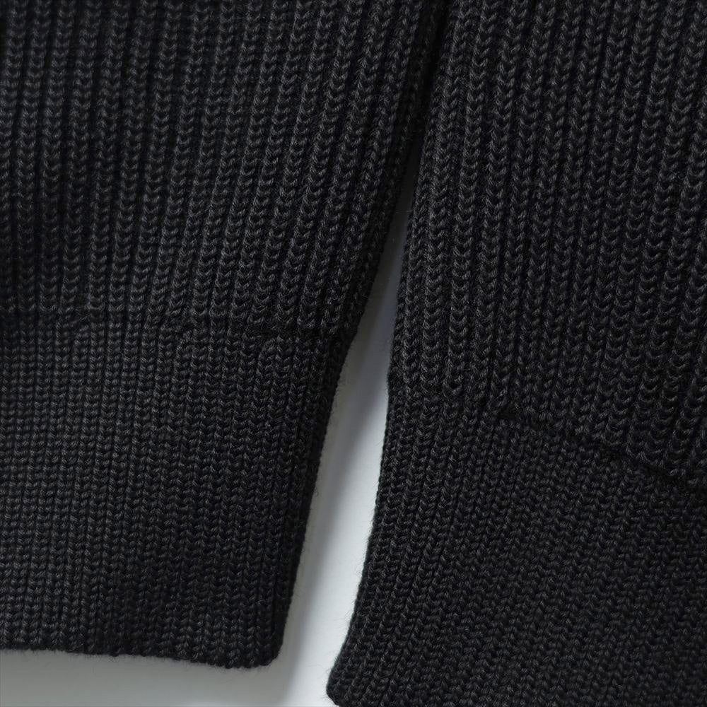 WOOL SILK CASHMERE DEADSTOCK YARN DOUBLE RIB CREW SWEATER