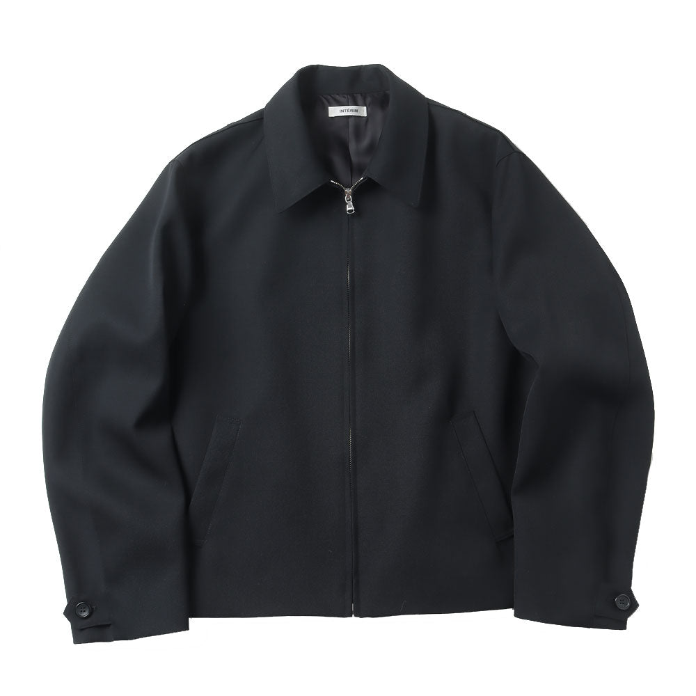 PURE BLACK WOOL HARRINGTON JACKET