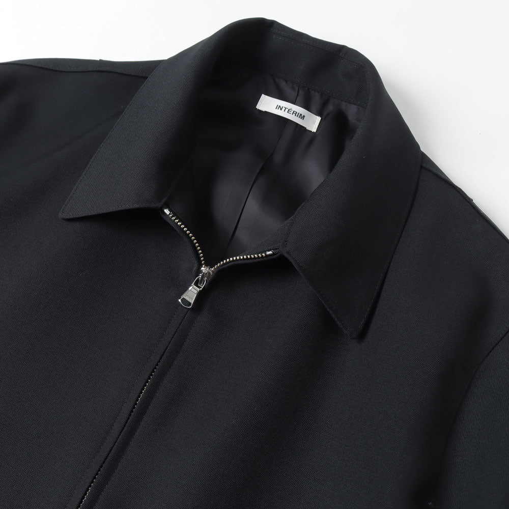 PURE BLACK WOOL HARRINGTON JACKET