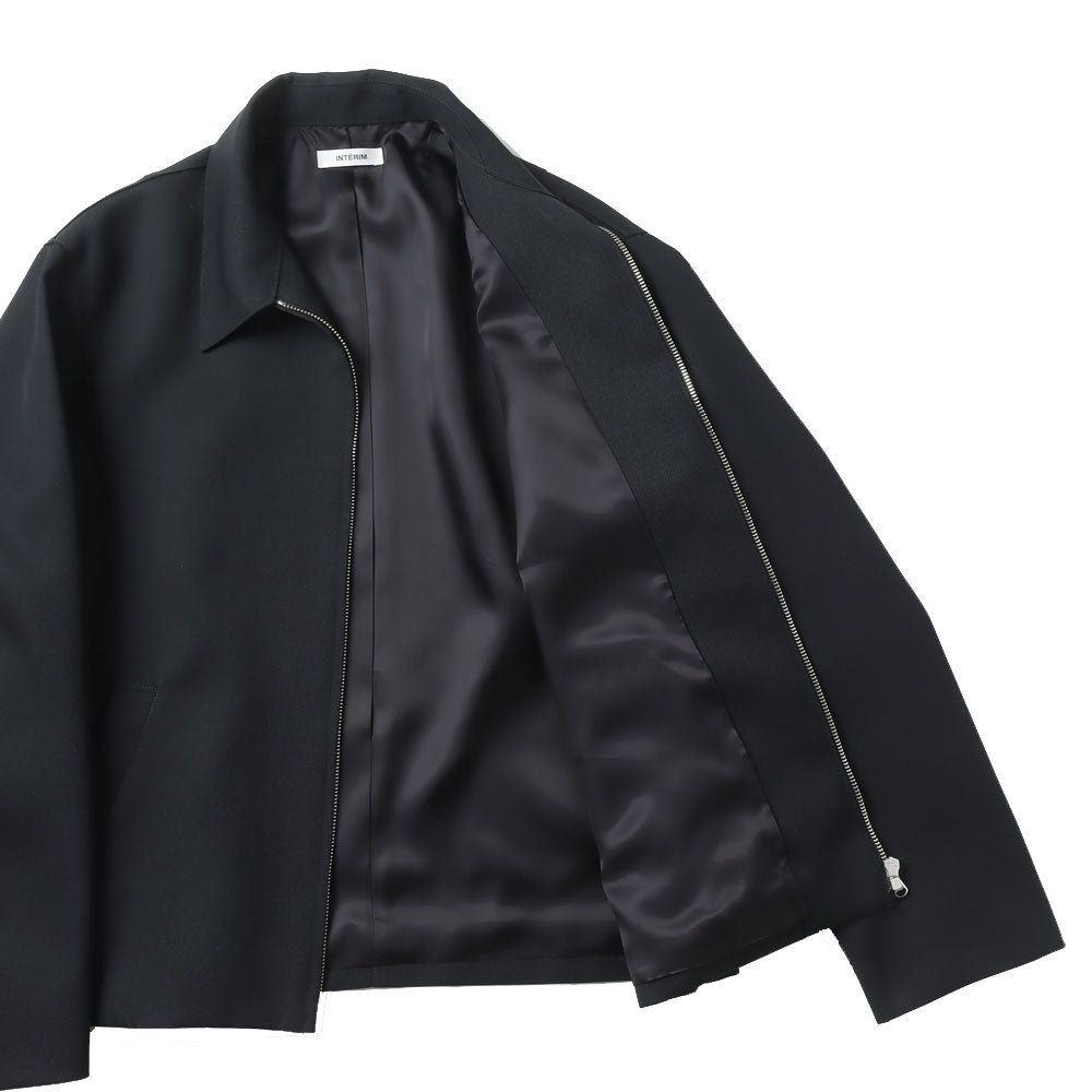 PURE BLACK WOOL HARRINGTON JACKET