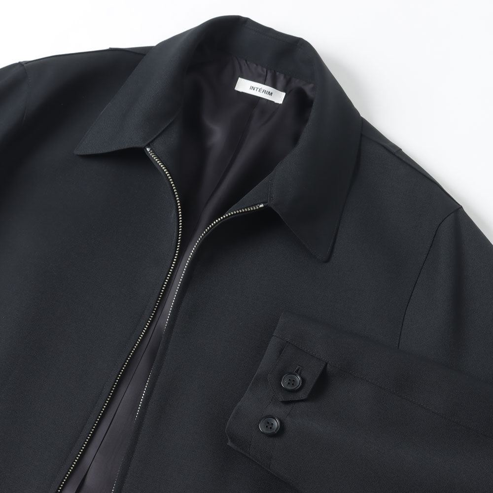 PURE BLACK WOOL HARRINGTON JACKET