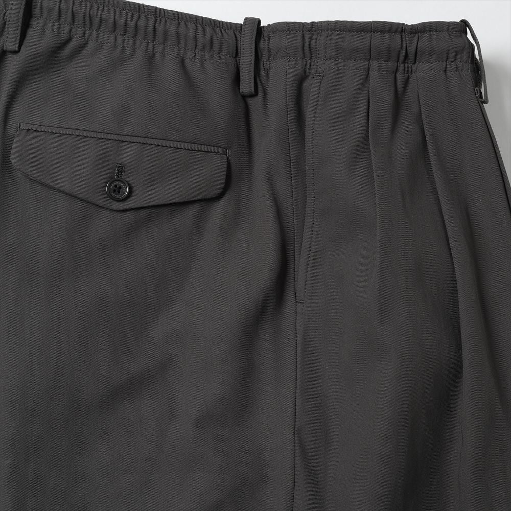 TRIPLE PLEATED EASY TROUSERS ORGANIC COTTON VOILE YARN TWILL