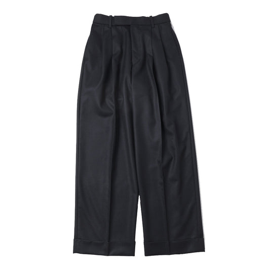  DOUBLE PLEATED WIDE TROUSERS ORGANIC WOOL FLANNEL  