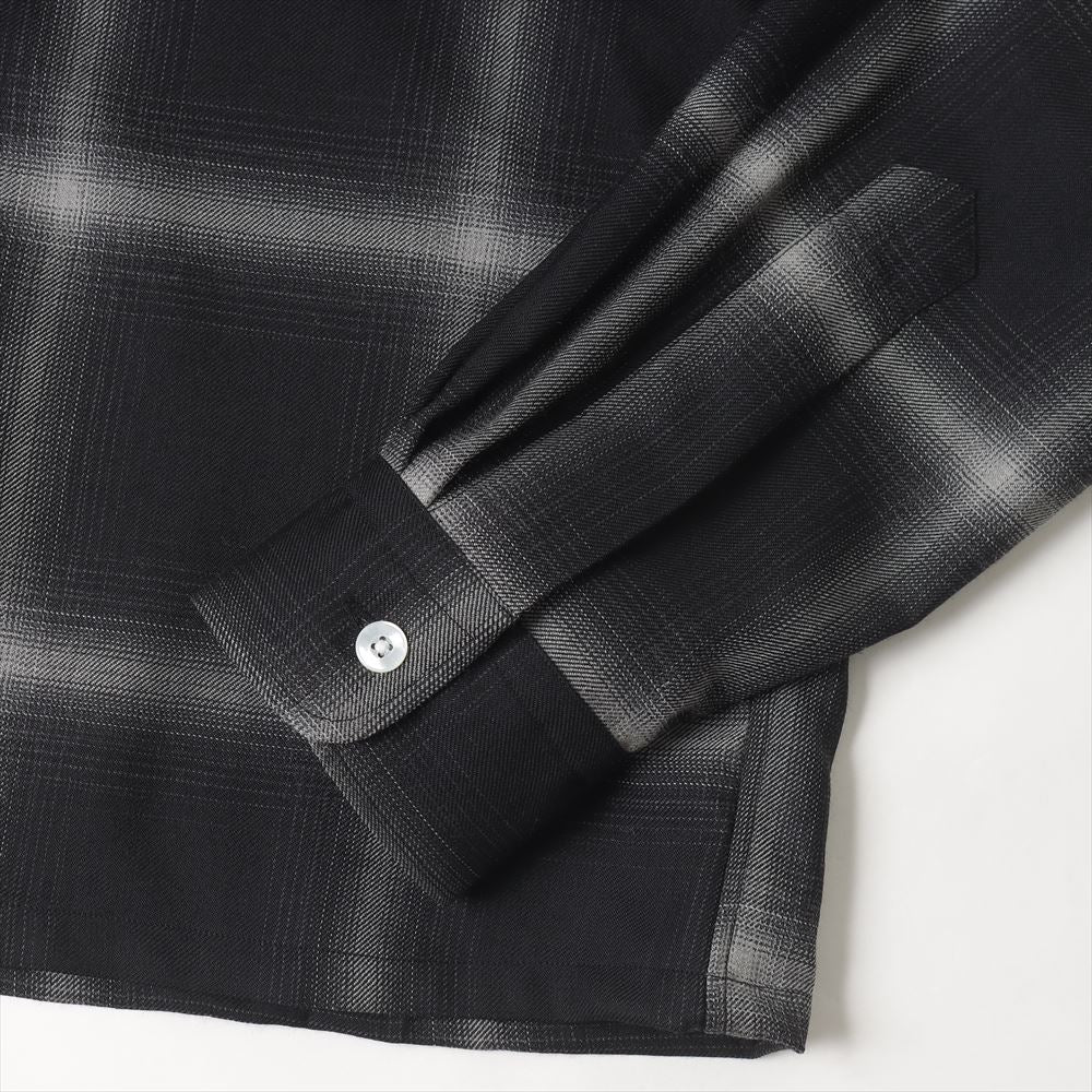 BIG OMBRAY WOOL CHECK 60s OPEN COLLAR SHIRT