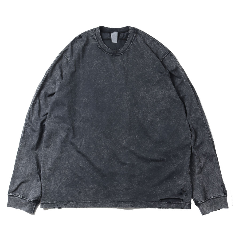 SUEDED CO JERSEY DISTRESSED VESSEL L/S TEE