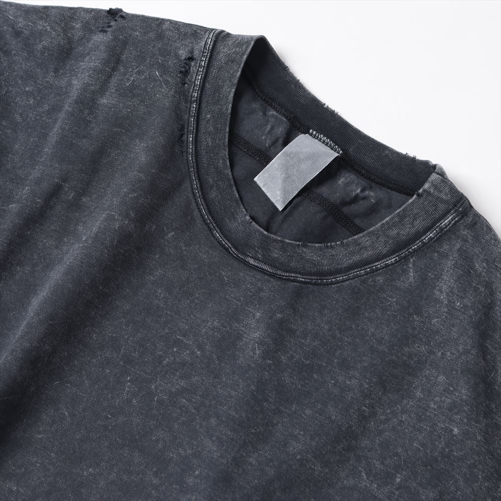 SUEDED CO JERSEY DISTRESSED VESSEL L/S TEE