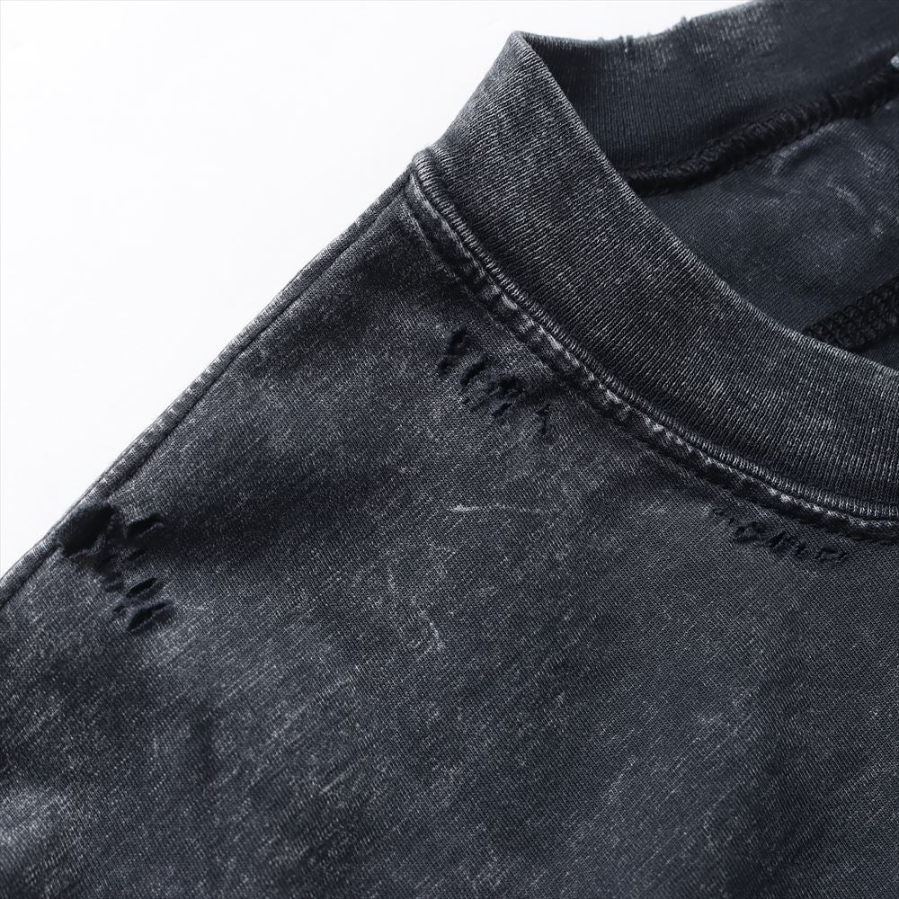 SUEDED CO JERSEY DISTRESSED VESSEL L/S TEE