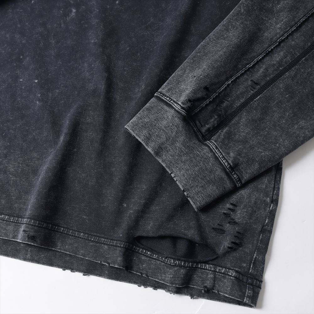 SUEDED CO JERSEY DISTRESSED VESSEL L/S TEE