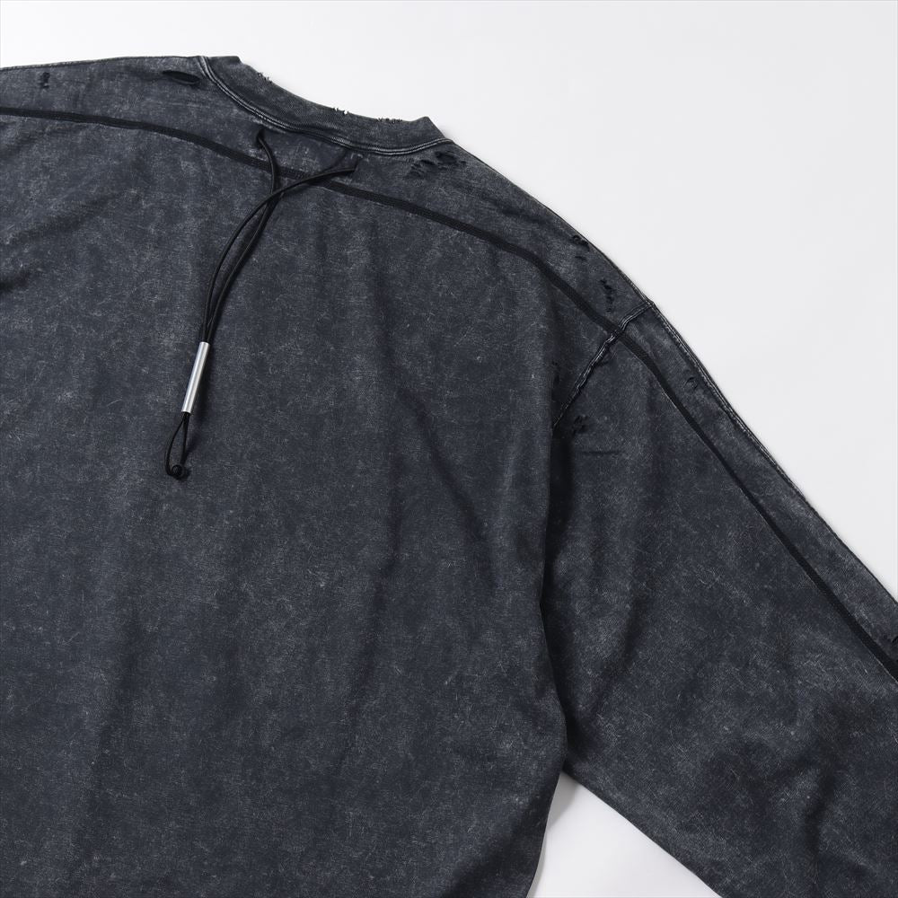 SUEDED CO JERSEY DISTRESSED VESSEL L/S TEE