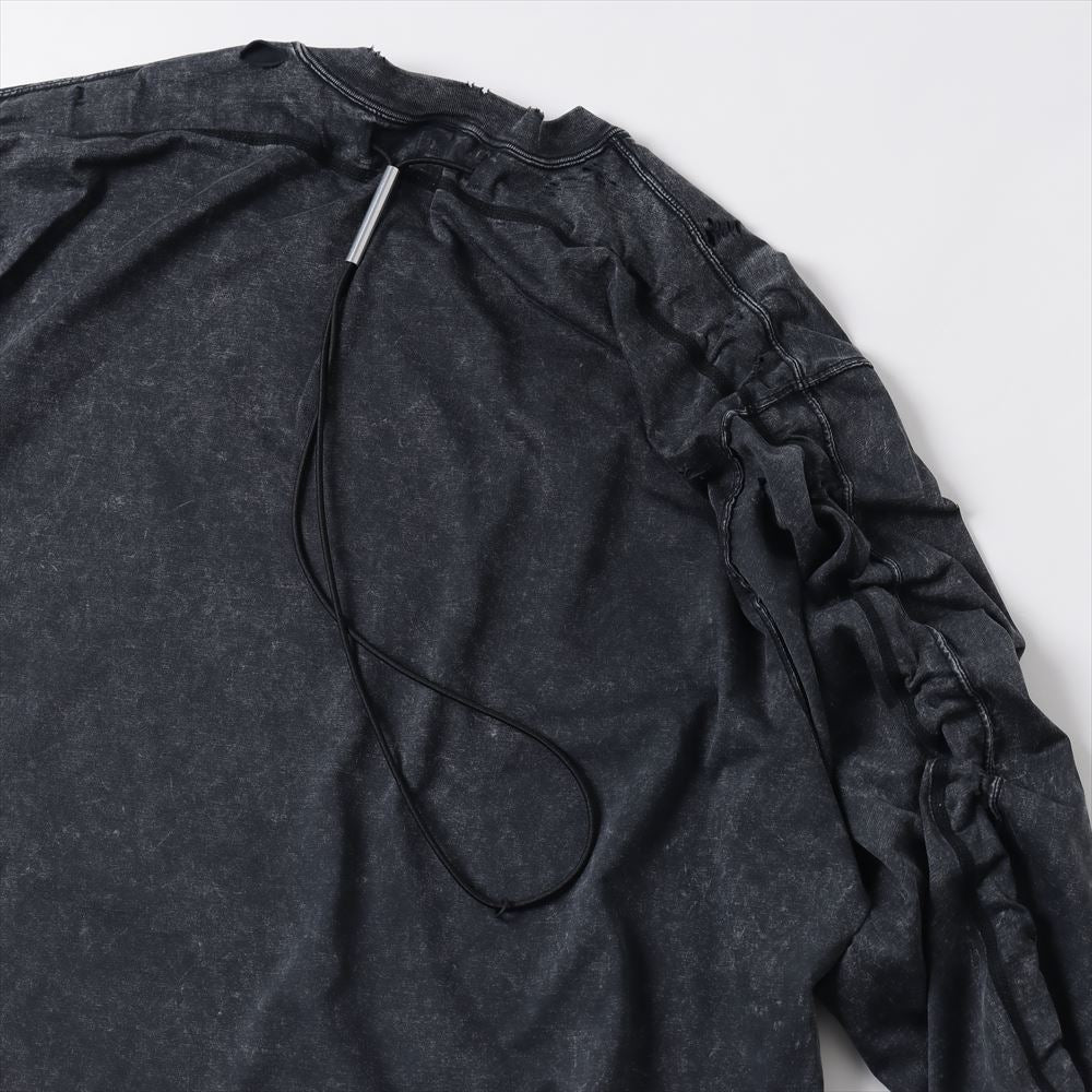 SUEDED CO JERSEY DISTRESSED VESSEL L/S TEE