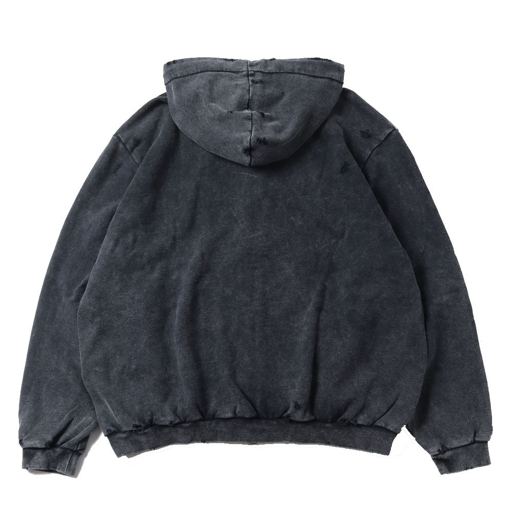 CO SWEAT DISTRESSED ZIP UP HOODIE