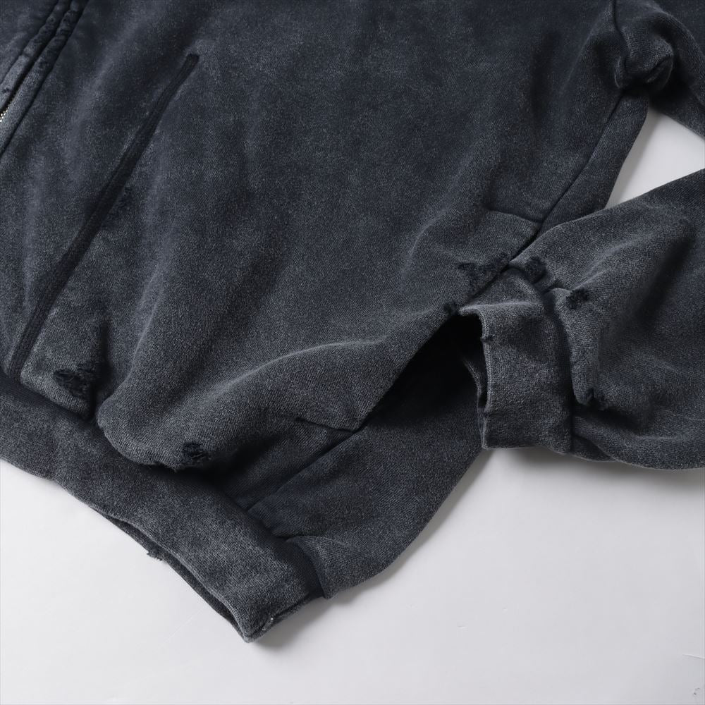 CO SWEAT DISTRESSED ZIP UP HOODIE