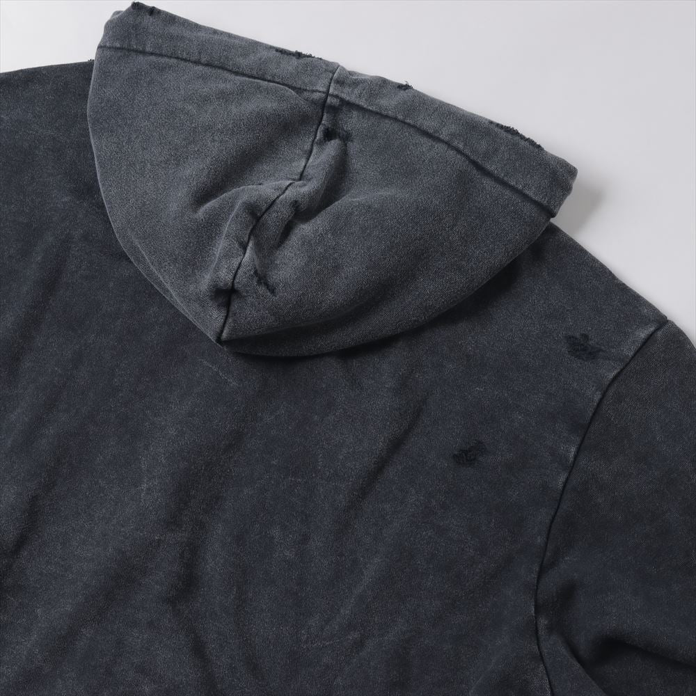 CO SWEAT DISTRESSED ZIP UP HOODIE
