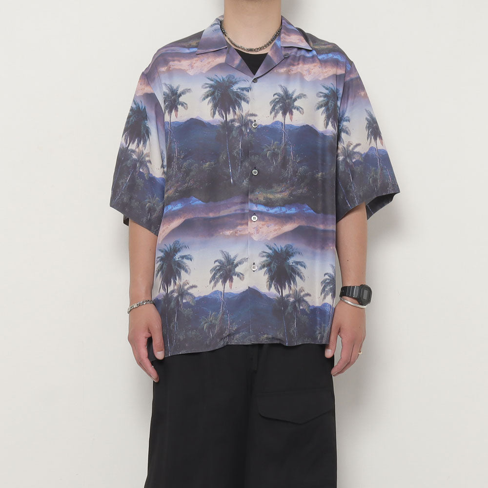 RAYON ETTE S/S OPEN COLLAR SHIRT INKJET (PALMTREE)