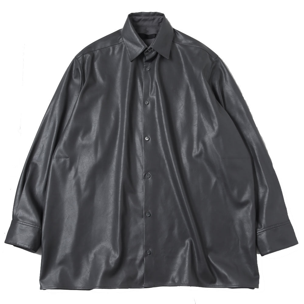 Synthetic Leather Oversized Shirt Jacket