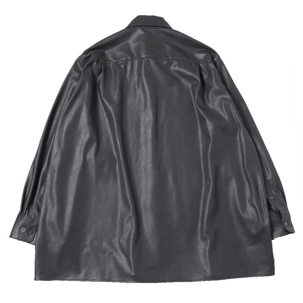 Synthetic Leather Oversized Shirt Jacket