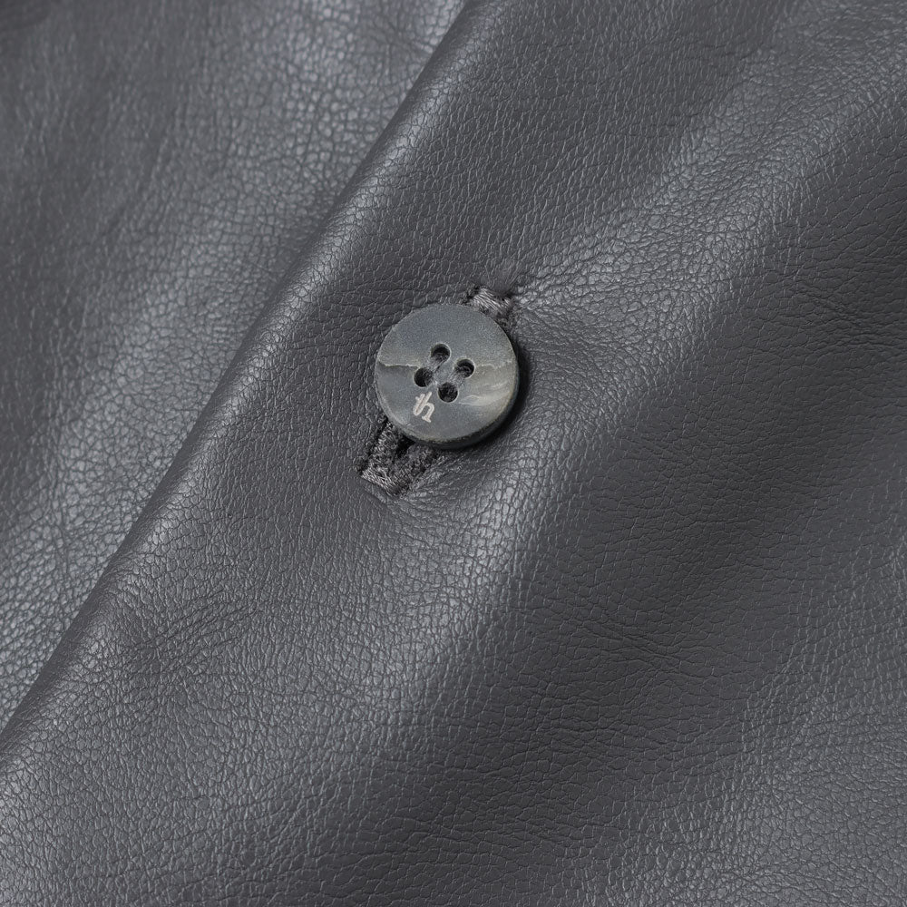 Synthetic Leather Oversized Shirt Jacket