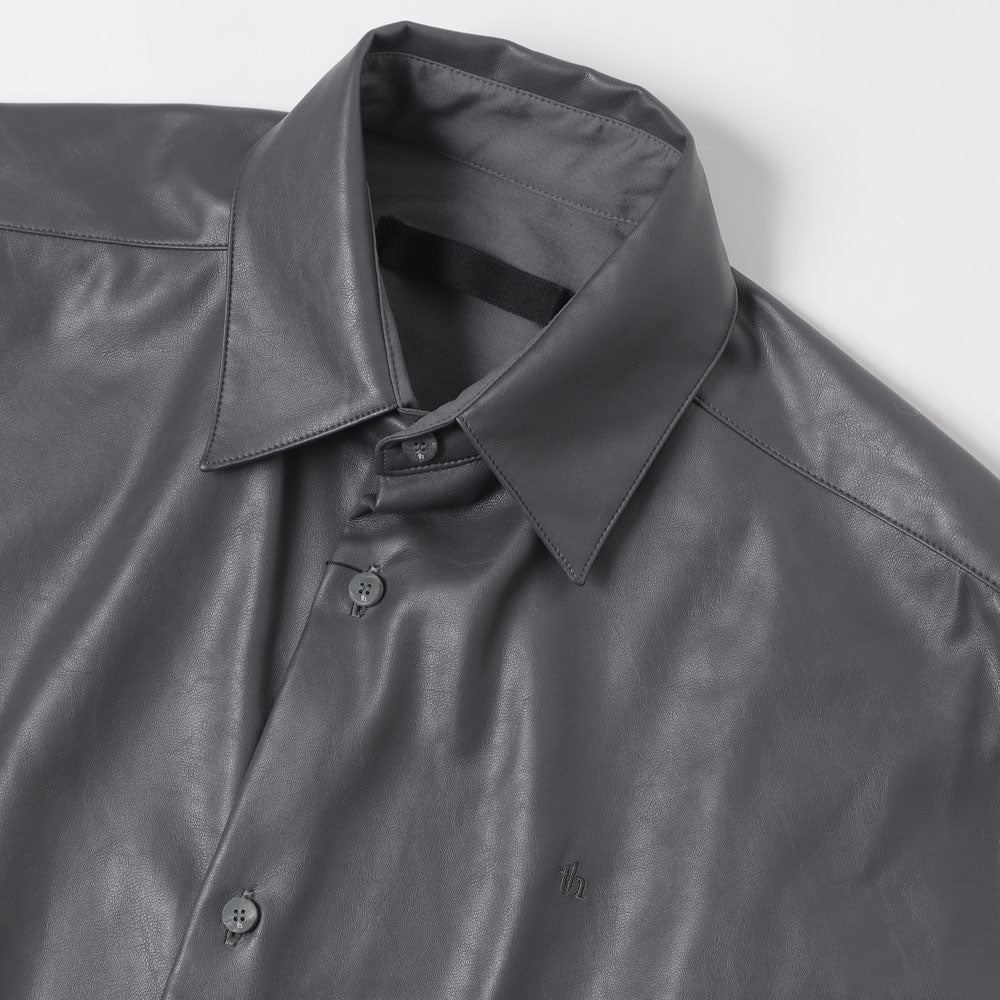 Synthetic Leather Oversized Shirt Jacket