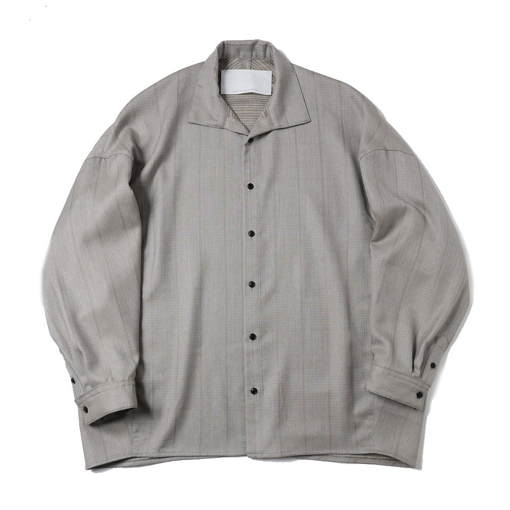 Draping Open Collar Shirt Type A Wool Silk Ghost Plaid