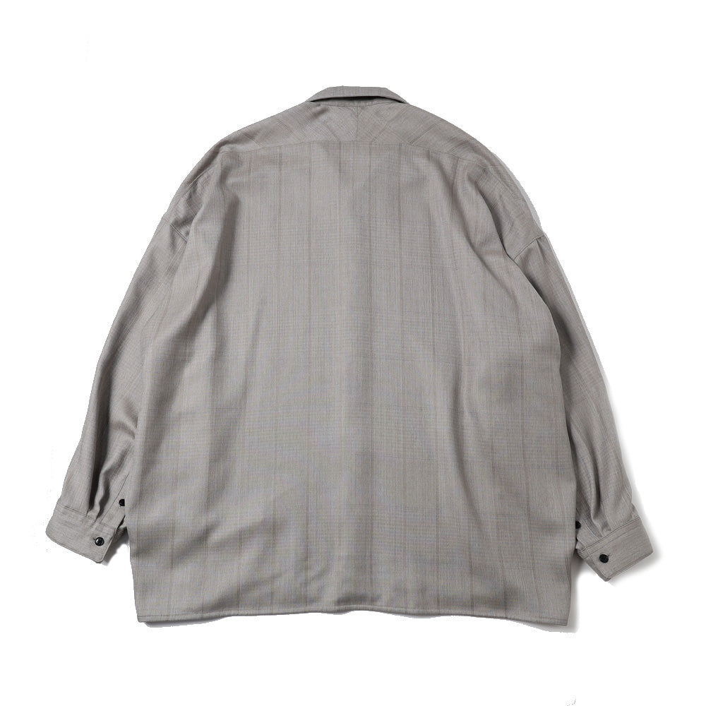 Draping Open Collar Shirt Type A Wool Silk Ghost Plaid