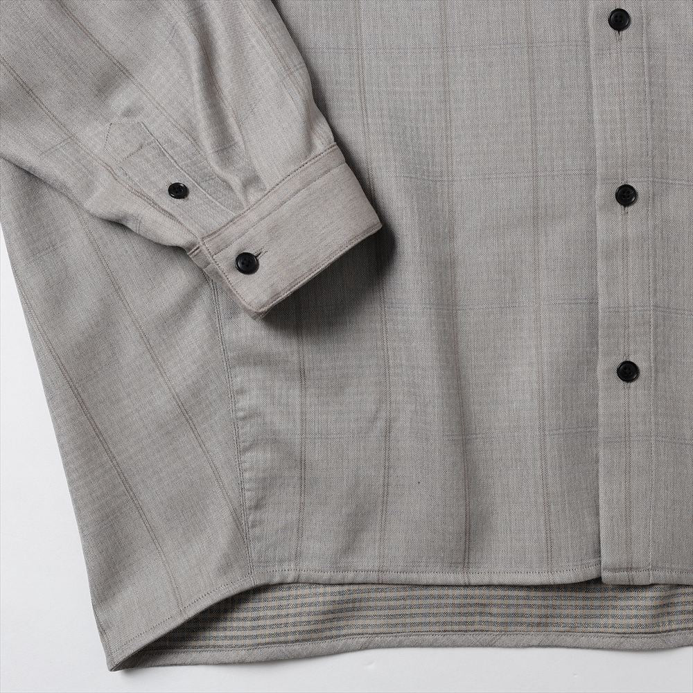Draping Open Collar Shirt Type A Wool Silk Ghost Plaid