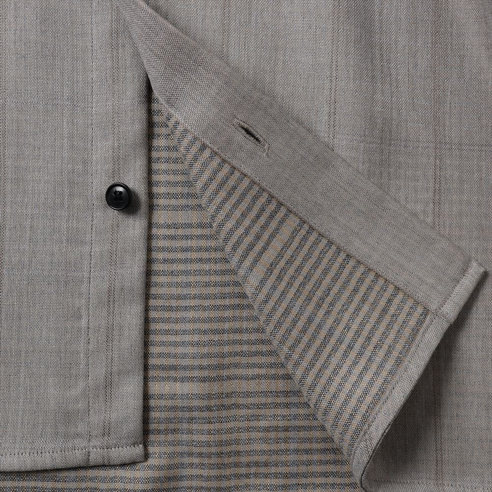 Draping Open Collar Shirt Type A Wool Silk Ghost Plaid