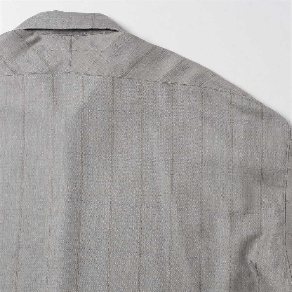 Draping Open Collar Shirt Type A Wool Silk Ghost Plaid