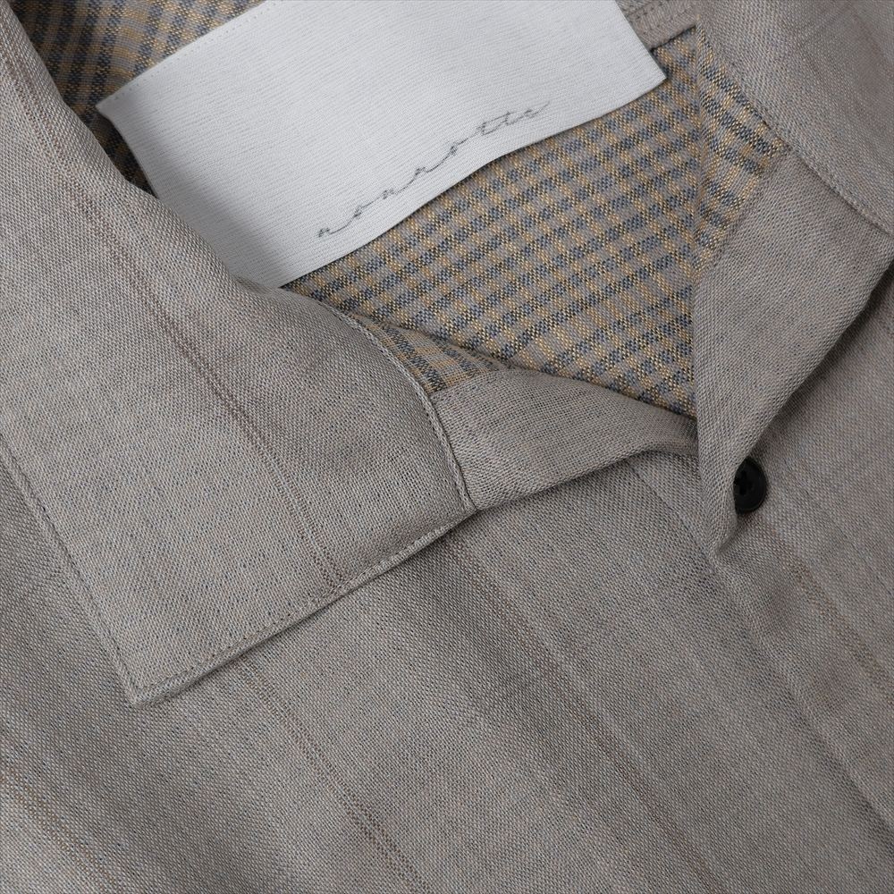 Draping Open Collar Shirt Type A Wool Silk Ghost Plaid