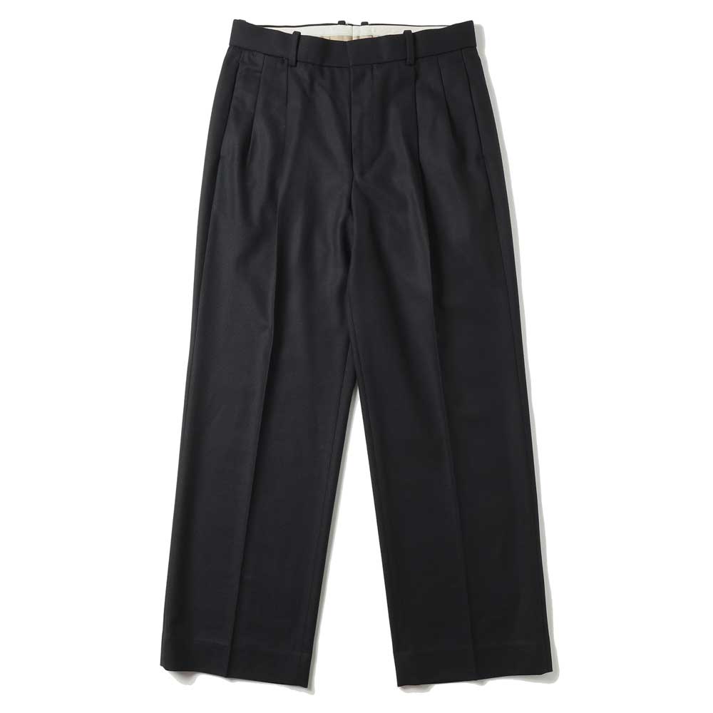 DOUBLE PLEATED STRAIGHT TROUSERS WOOL FLANNEL