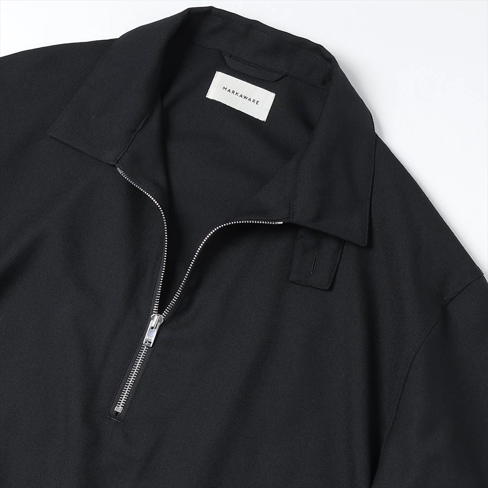 HALF ZIP SERVICE SHIRT JACKET ORGANIC WOOL VIYELLA